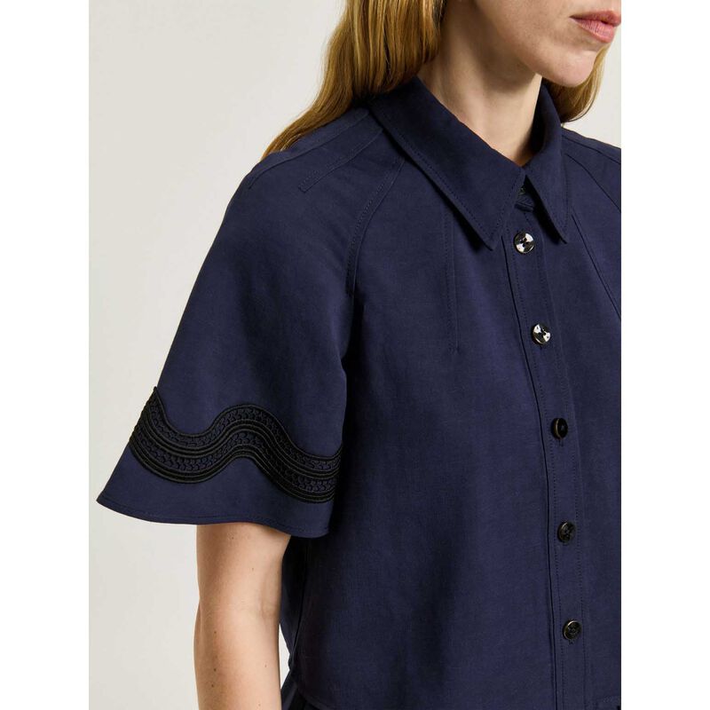 Veronika Maine Viscose Linen Twill Shirt With Lace image number 6